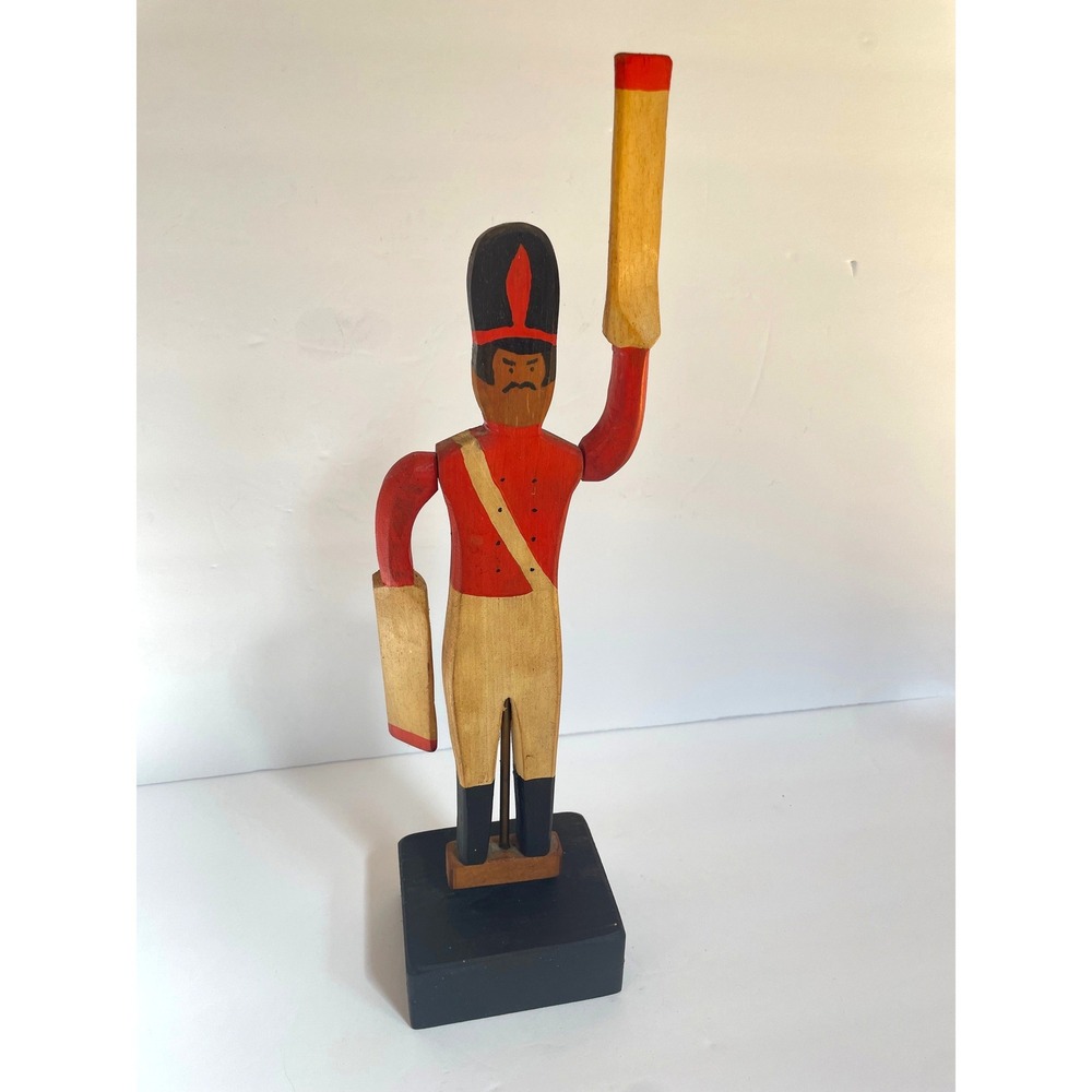 Vintage Hand Painted Wooden Whirligig Redcoat Soldier Folk Art Garden Decor